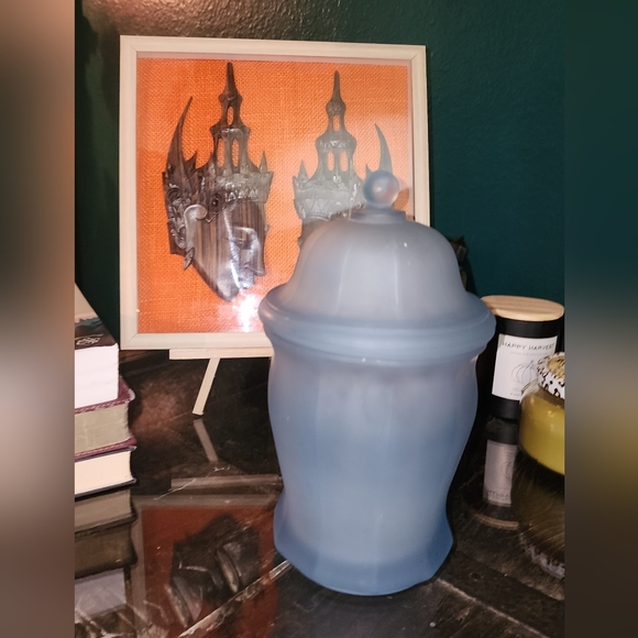 Vintage Ginger Jar Frosted Blue Glass - Picture 2 of 7
